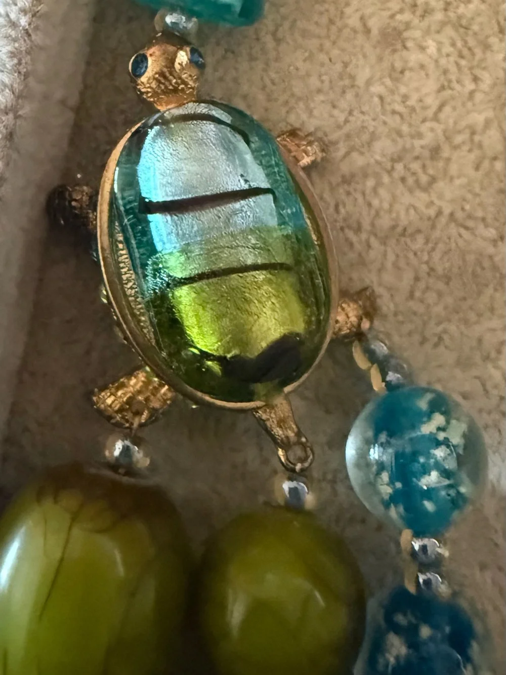 Chico’s Blue & Green Multi-Strand Beaded Statement Necklace